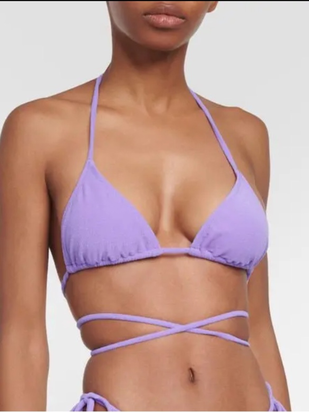 🌻NEW w/tag Bananhot Bell Triangle Bikini Top Purple Terry Cloth Swim Top Size L